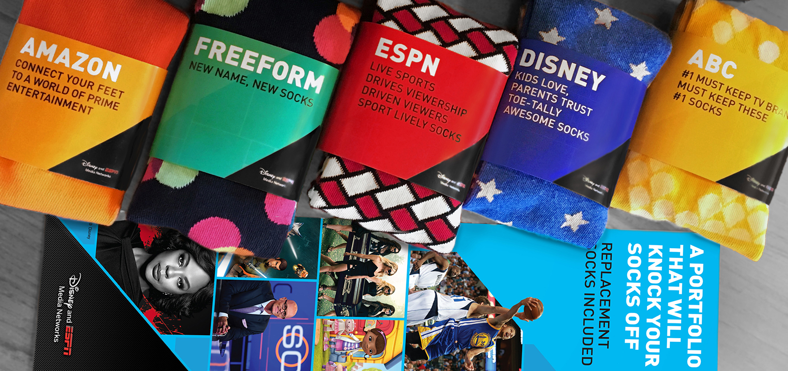 Knock Your Sock Off Mailer Disney ESPN Media Networks | Tactile Marketing Client Gift Packaging Design | Barbour Design
