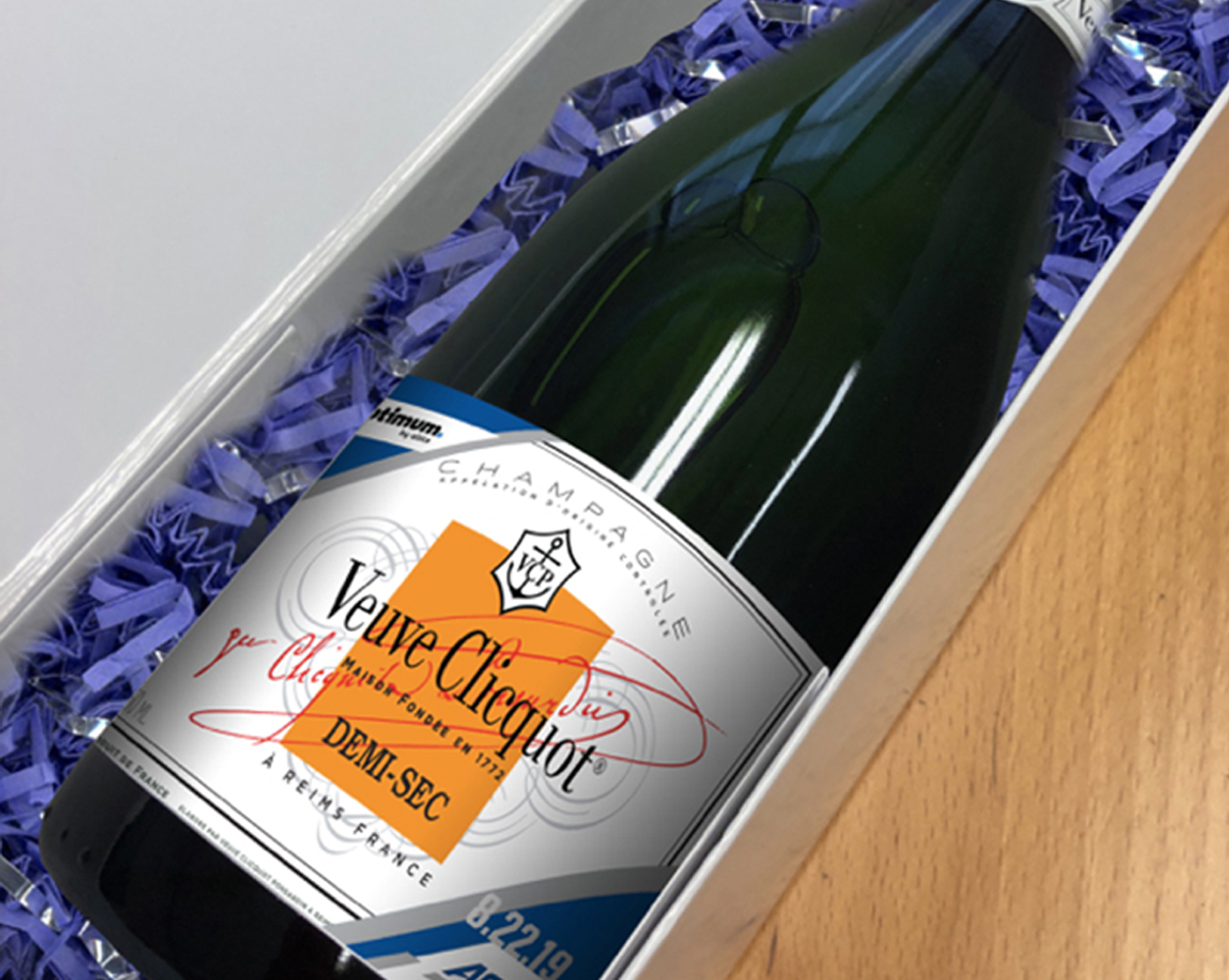 ACC Network Veuve Clicquot Mailer | Tactile Marketing, Client Employee Appreciation Gift, Custom Bottle Label| Barbour Design