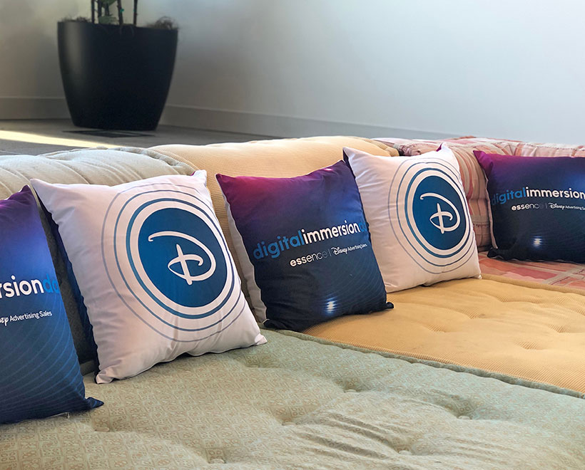 Essence Digital Immersion Day Pillows Disney Ad Sales | Event Design | Barbour Design