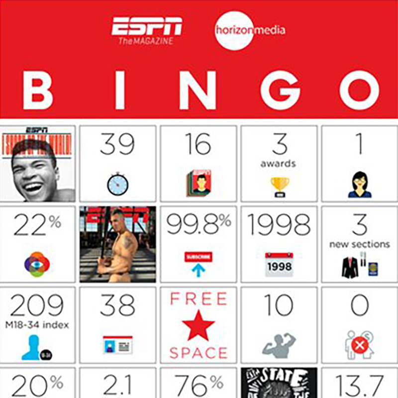 ESPN The Magazine BINGO Game | Tactile Marketing, Presentation Design, Interactive Sales Materials, Creative Sales Materials | Barbour Design